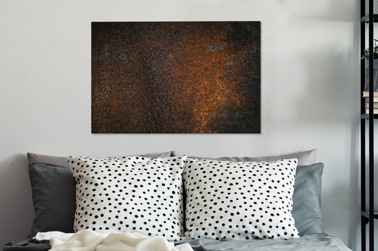 Toile Peinture Rouille - Rétro - Acier - 90x60 cm - Décoration murale