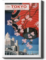 Walljar - Tokyo Lampion - Muurdecoratie - Canvas schilderij