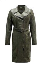 Lange leren groene dames jas -Mira - XL