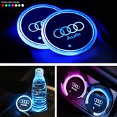 Lichtgevende Audi LED onderzetters - Auto binnenverlichting - Verschillende kleuren LED - Opladen via USB - 2 stuks