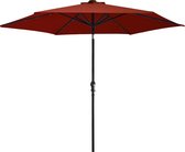 vidaXL Parasol met LED-verlichting en stalen paal 300 cm terracotta