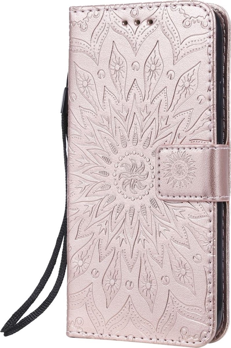Mobigear Telefoonhoesje geschikt voor Apple iPhone 11 Hoesje | Mobigear Sunflower Bookcase Portemonnee | Pasjeshouder voor 2 Pasjes | Telefoonhoesje voor Pinpas / OV Kaart / Rijbewijs - Roségoud