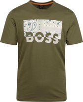 Hugo Boss - T-shirt Thinking Logo Groen - M - Modern-fit
