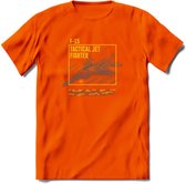 F-15 Vliegtuig T-Shirt | Unisex leger Kleding | Dames - Heren Straaljager shirt | Army F16 | Grappig bouwpakket Cadeau | - Oranje - XXL