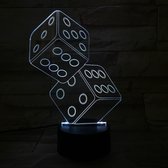3D Led Lamp Met Gravering - RGB 7 Kleuren - Dobbelstenen