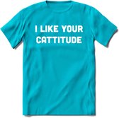 I Like You Cattitude - Katten T-Shirt Kleding Cadeau | Dames - Heren - Unisex | Kat / Dieren shirt | Grappig Verjaardag kado | Tshirt Met Print | - Blauw - 3XL