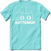 Kattenkop - Katten T-Shirt Kleding Cadeau | Dames - Heren - Unisex | Kat / Dieren shirt | Grappig Verjaardag kado | Tshirt Met Print | - Licht Blauw - L