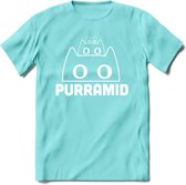 Purrramid - Katten T-Shirt Kleding Cadeau | Dames - Heren - Unisex | Kat / Dieren shirt | Grappig Verjaardag kado | Tshirt Met Print | - Licht Blauw - M