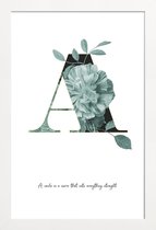 JUNIQE - Poster met houten lijst Flower Alphabet - A -20x30 /Kleurrijk