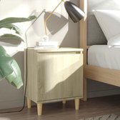 Decoways - Nachtkastje met houten poten 40x30x50 cm sonoma eikenkleurig