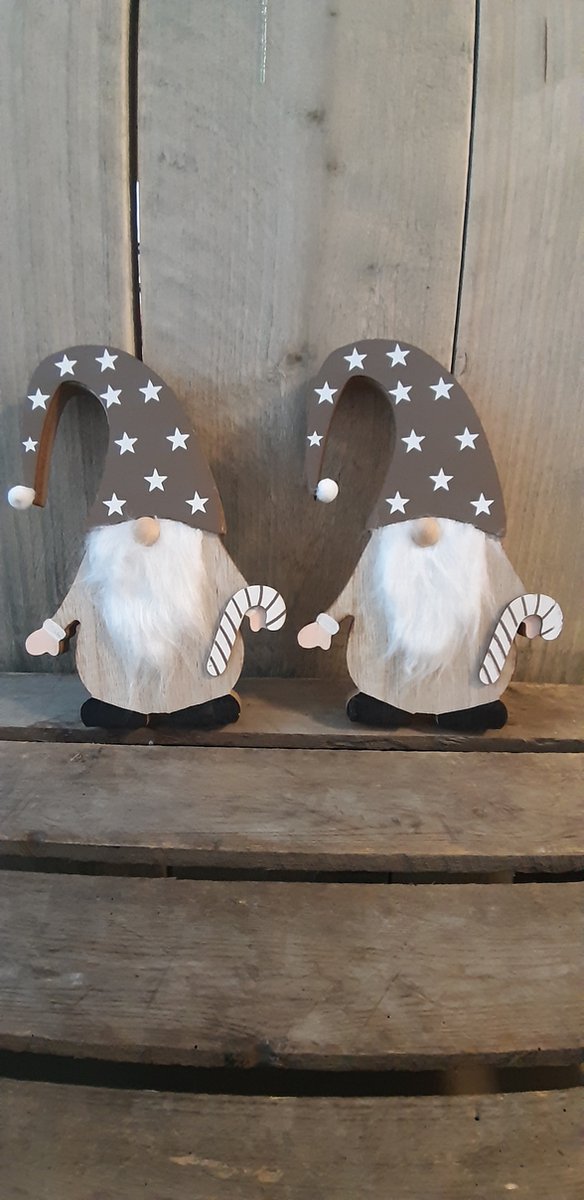 Houten kabouters - Set van 2 - Gnome - Staand - Kerst