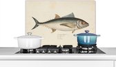 Spatscherm keuken 70x50 cm - Kookplaat achterwand Een vintage illustratie van een vis - Muurbeschermer - Spatwand fornuis - Hoogwaardig aluminium