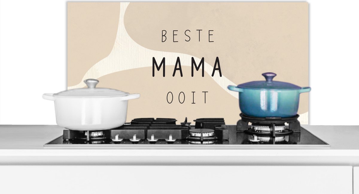 KitchenYeah Spatscherm 90x45 cm - Beste mama ooit - Aluminium