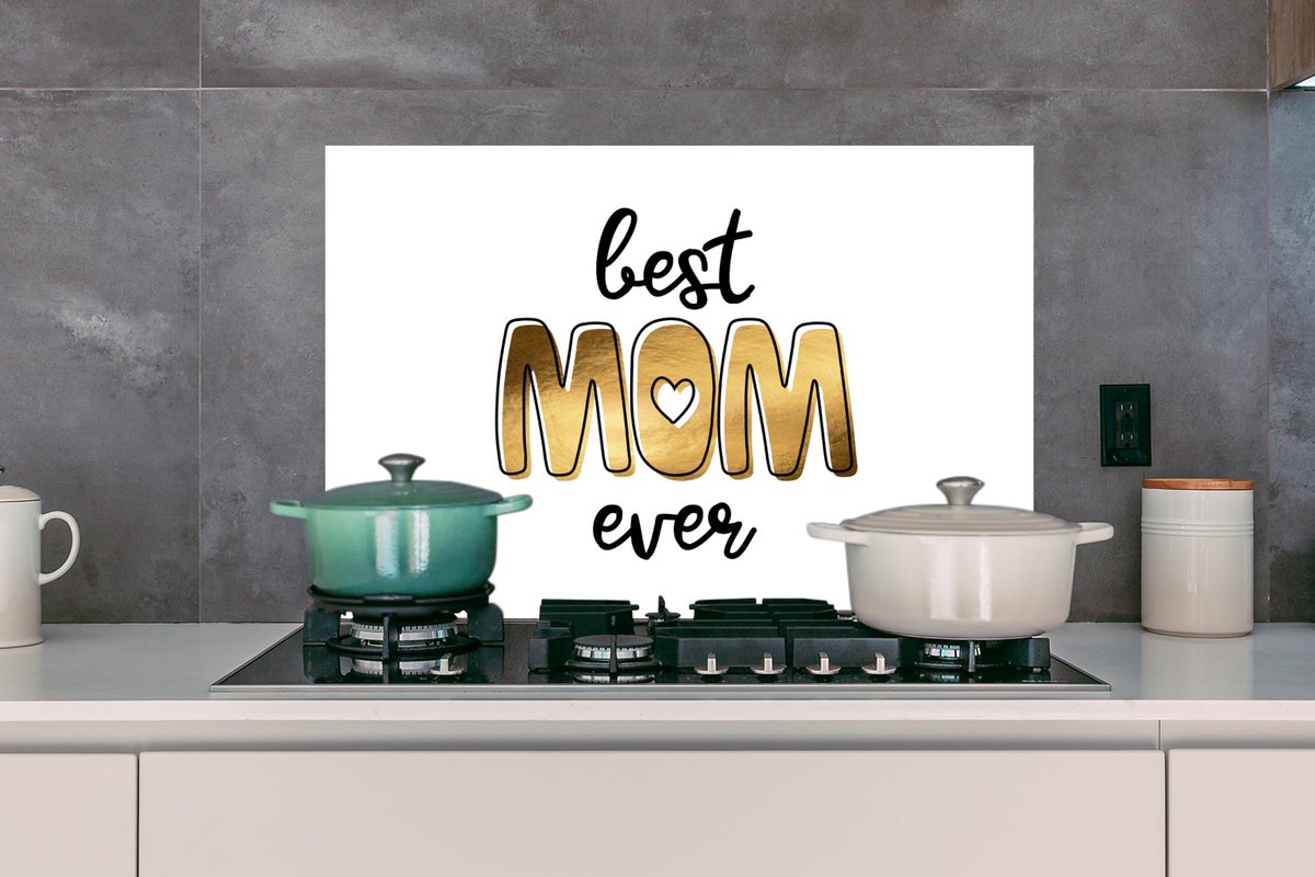 KitchenYeah Spatscherm 90x60 cm Best mom ever - Aluminium keukenbescherming thumbnail 4