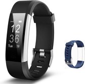 Lintelek Stappenteller Horloge Dames, Heren en Kinderen - Activity Tracker - Geschikt voor Apple, Samsung, IOS en Android - ID115 Plus HR - Zwart / Blauw