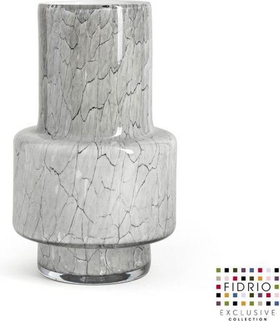 Design vaas Nuovo - Fidrio CEMENT GREY - glas, mondgeblazen bloemenvaas - hoogte 25 cm
