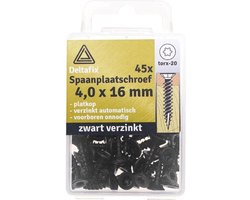 Deltafix Spaanplaatschroeven Zwart 4 x 16 mm 45 stuks