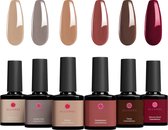 Moods Gellac 6-delige Set - Gel Nagellak - 8ML - Day in Paris - Gellac - Nagels - Gellak Starterspakket - Caramel Kleuren