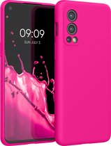 kwmobile telefoonhoesje geschikt voor OnePlus Nord 2 5G - Hoesje met siliconen coating - Smartphone case in neon roze