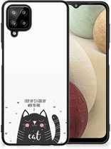 Mobiel TPU Hard Case Geschikt voor Samsung Galaxy A12 Telefoon Hoesje met Zwarte rand Cat Good Day