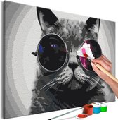 Doe-het-zelf op canvas schilderen - Cat With Glasses.