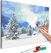 Doe-het-zelf op canvas schilderen - Snow Christmas Trees.