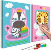 Doe-het-zelf op canvas schilderen - Zebra & Leopard (Pink & Blue).