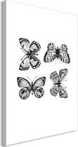 Schilderij - Four Butterflies (1 Part) Vertical.