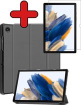 Hoes Geschikt voor Samsung Galaxy Tab A8 Hoes Book Case Hoesje Trifold Cover Met Screenprotector - Hoesje Geschikt voor Samsung Tab A8 Hoesje Bookcase - Grijs