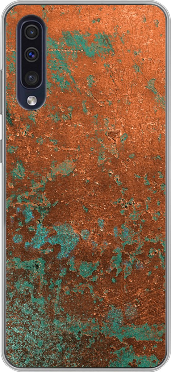 Telefoonhoesje Geschikt voor Samsung Galaxy A30s hoesje - Groen - Brons - Roest print - Siliconen Telefoonhoesje Telefoonhoesje