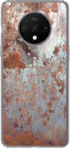 Geschikt voor OnePlus 7T hoesje - Metalen - Roest print - Zilver - Siliconen Telefoonhoesje