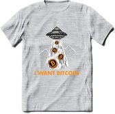 I Want Bitcoin - Crypto T-Shirt Kleding Cadeau | Dames / Heren / Unisex | Bitcoin / Ethereum shirt | Grappig Verjaardag kado | Tshirt Met Print | - Licht Grijs - Gemaleerd - L