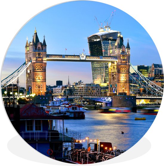 WallCircle - Wandcirkel ⌀ 120 - Tower Bridge - Londen - Engeland - Ronde schilderijen woonkamer - Wandbord rond - Muurdecoratie cirkel - Kamer decoratie binnen - Wanddecoratie muurcirkel - Woonaccessoires XXL