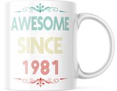 Verjaardag Mok awesome since 1981 | Verjaardag cadeau | Grappige Cadeaus | Koffiemok | Koffiebeker | Theemok | Theebeker