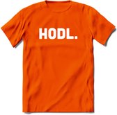 HODL - Crypto T-Shirt Kleding Cadeau | Dames / Heren / Unisex | Bitcoin / Ethereum shirt | Grappig Verjaardag kado | BTC Tshirt Met Print | - Oranje - XL