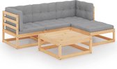 vidaXL 5-delige Loungeset met kussens massief grenenhout