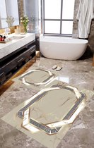 Badmatten - Badmat set - Badkamer set - Design matten - Luxe matten - Douchemat - Antislip mat - WC-mat - 60X90 cm - 40x60 cm - Beige design