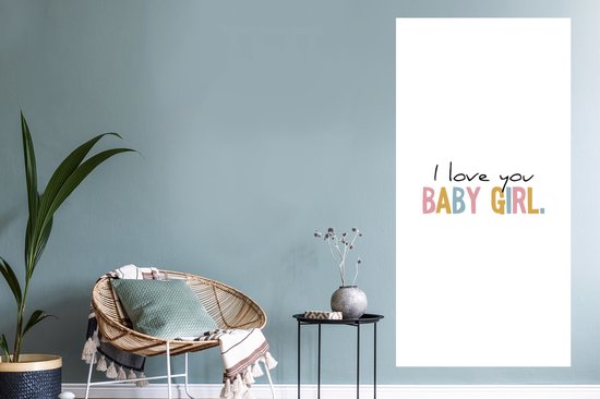 Stickers Stickers muraux - Fille - Amour - Je t'aime Bébé Fille - Arc-en-ciel - Citations - Proverbes - 60x120 cm - Feuille adhésive