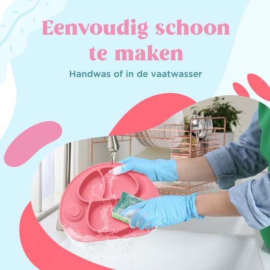Nevi Kunststof Placemats - Kinderbestek Kinderservies Baby servies- Kinderbord - Placemat kinderen - Bord met zuignappen Roze van Nevi — afbeelding 3