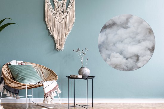 WallCircle - Wandcirkel - Muurcirkel - Kleine wolkjes mist - Aluminium - Dibond - ⌀ 90 cm - Binnen en Buiten