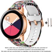 Kleurrijke schedel print Siliconen Bandje voor 20mm Smartwatches (zie compatibele modellen) van Samsung, Pebble, Garmin, Huawei, Moto, Ticwatch, Seiko, Citizen en Q – Maat: zie maa