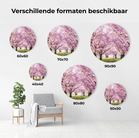 Artaza Dibond Cercle Mural Rose Blossom Arbres Parc - Fleurs - Ø 50 cm - Klein - Cercle Mural - Tableau Rond - Pour Intérieur et Extérieur