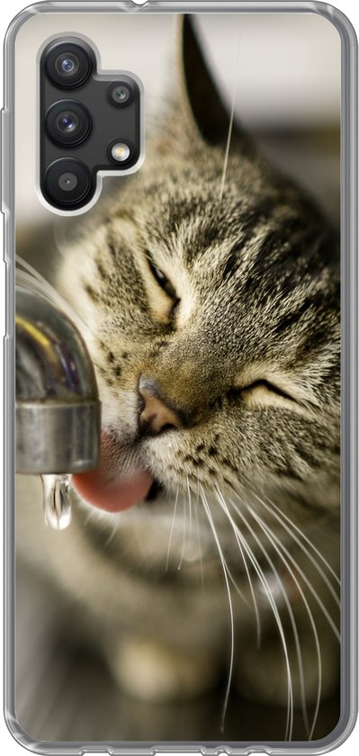 Coque Samsung Galaxy A32 5G - Chat - Robinet - Boisson - Siliconen - Noël - Cadeaux - Cadeaux chaussures