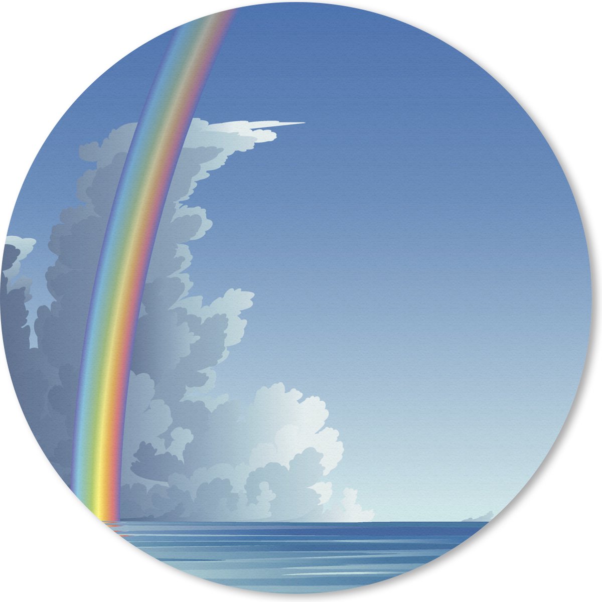 Muismat rond 40x40 cm - Mousepad Een illustratie van een regenboog boven de zee - Ronde muismatten