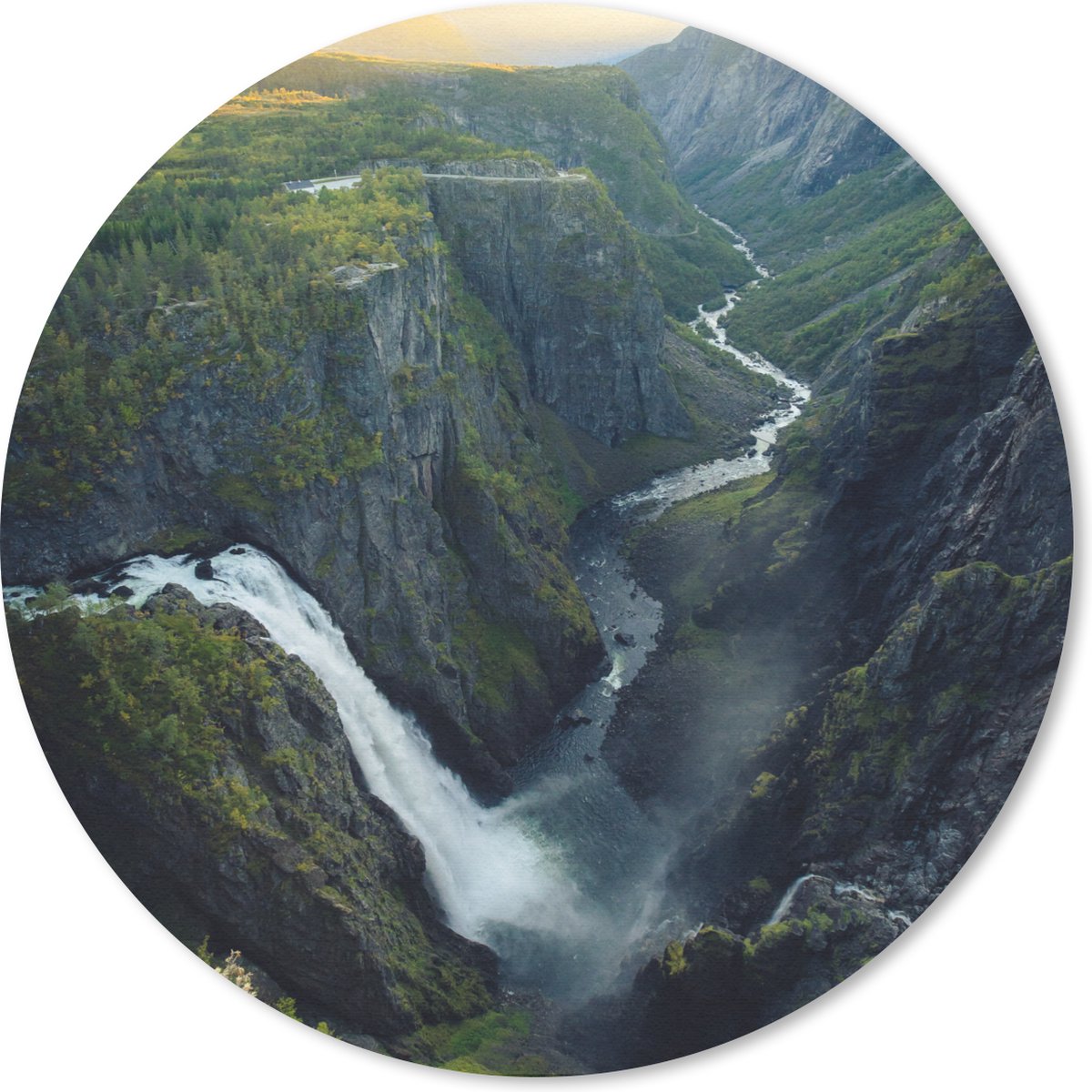 Muismat rond 20x20 cm - Mousepad Waterval in Noorwegen - Ronde muismatten