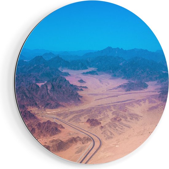 Artaza Dibond Muurcirkel Bergen in de Woestijn in Egypte - Ø 40 cm - Klein - Wandcirkel - Rond Schilderij - Voor Binnen en Buiten