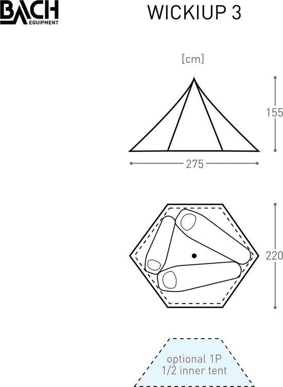 Bach Wickiup 3 Tent Willow Bough Green van BAC — afbeelding 4