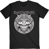 Iron Maiden - Samurai Graphic White Heren T-shirt - S - Zwart