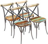 Decoways - Eetkamerstoelen 4 stuks massief gerecycled hout