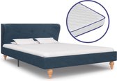 Decoways - Bed met traagschuim matras stof blauw 120x200 cm